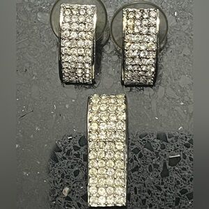 Suzanne Somers vintage pave crystal earring pendant slide set HSN